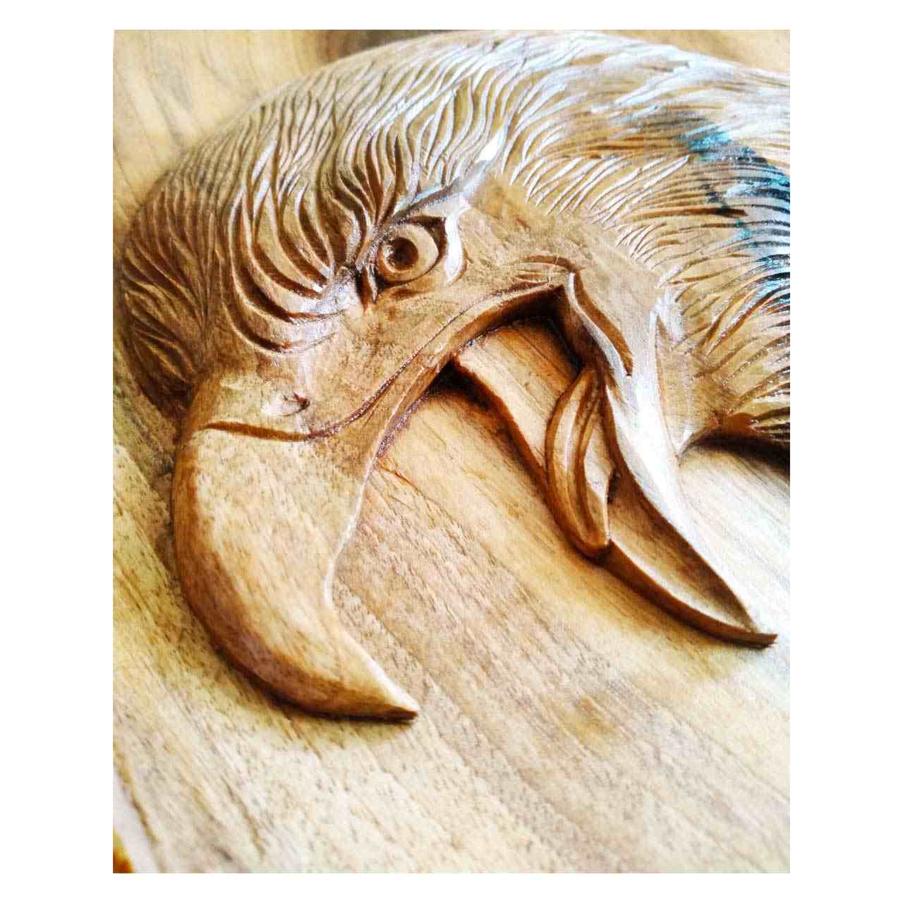 Art en bois sculpté encadré Thème animal Aigle