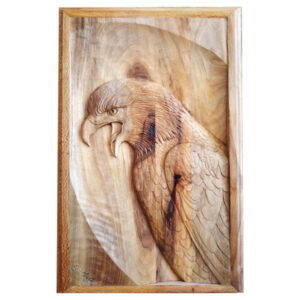 Art en bois sculpté encadré Thème animal Aigle
