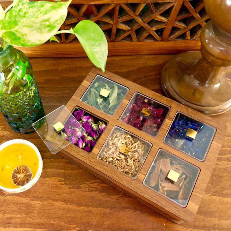 Boîte Organisatrice de Sachets de Thé en Bois avec Coffre Slimi