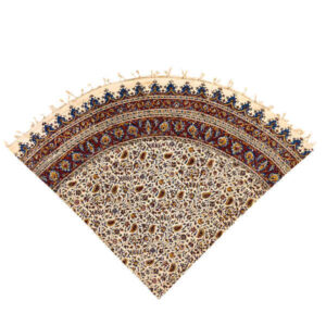 Nappe Persane : Nappe Traditionnelle à Impressions au Bloc Kalamkari d’Ispahan G256