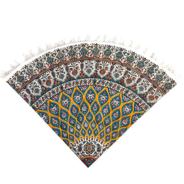 Nappe Persane : Nappe Traditionnelle à Impressions au Bloc Kalamkari d'Ispahan G297