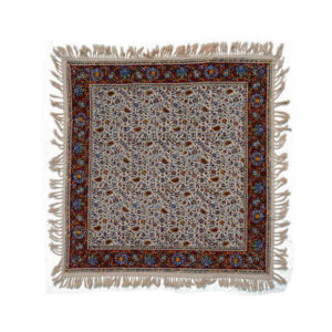 Nappe Persane : Nappe Traditionnelle à Impressions au Bloc Kalamkari d’Ispahan Florale