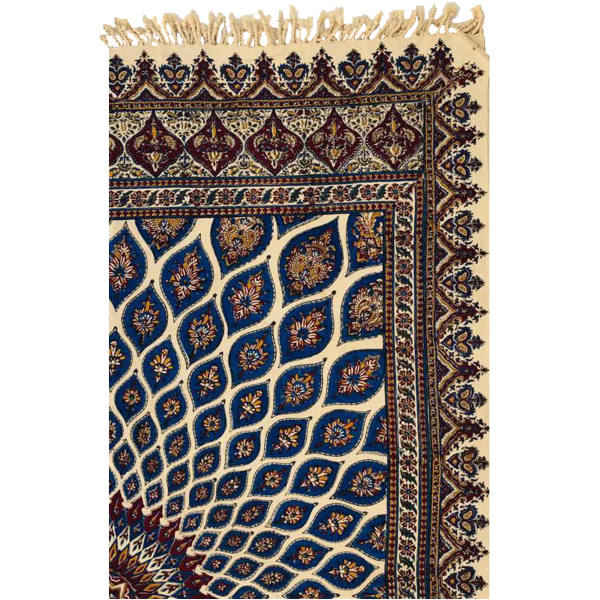 Nappe Persane : Nappe Traditionnelle à Impressions au Bloc Kalamkari d'Ispahan G409