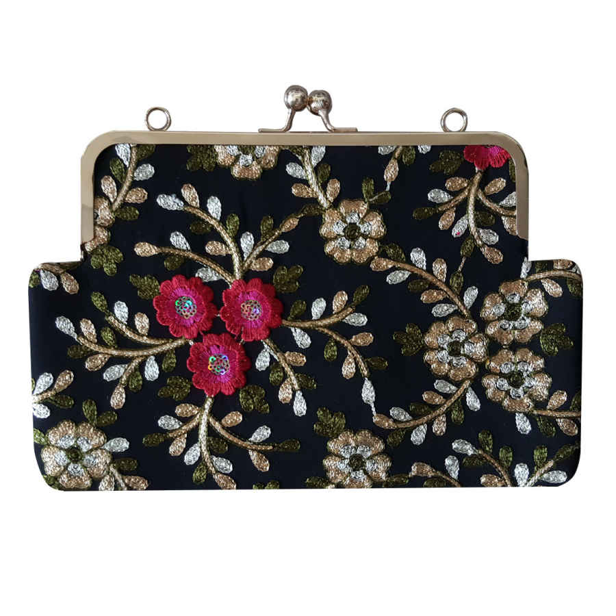 Pochette brodée avec motif floral – Tabasom