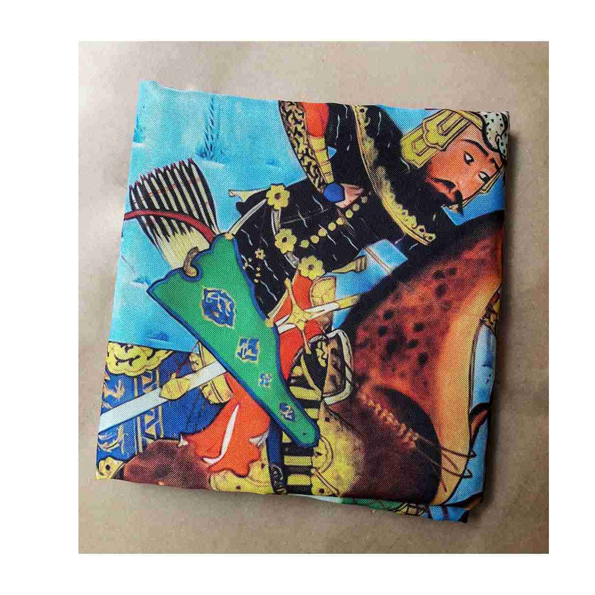 Foulard en soie persane pour femme – Luxe et vibrant Shahnameh Karzar