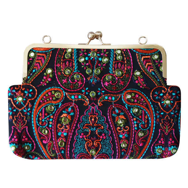 Pochette brodée avec motif Paisley