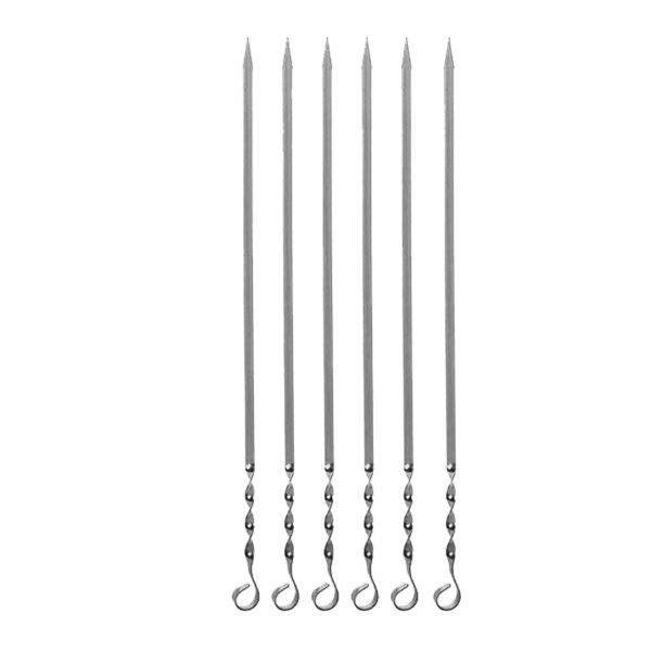 Ensemble de Six Brochettes Plates et Torsadées (50 cm) pour Kebab de Poulet et Grillades
