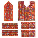 Panneau de robe brodé Balochi fait à la main – Rouge classique
