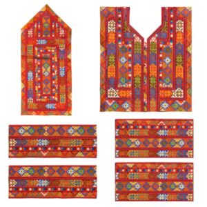 Panneau de robe brodé Balochi fait à la main – Rouge classique