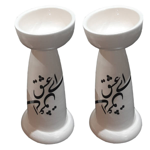 Bougeoir en céramique perse orné d’une calligraphie Mashgh