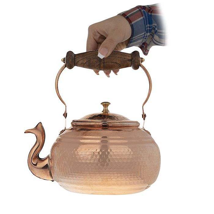 Bouilloire en cuivre persan durable pour cuisinière traditionnelle martelée