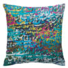 Housses de coussin en velours avec calligraphie persane bleue (Set de 2)
