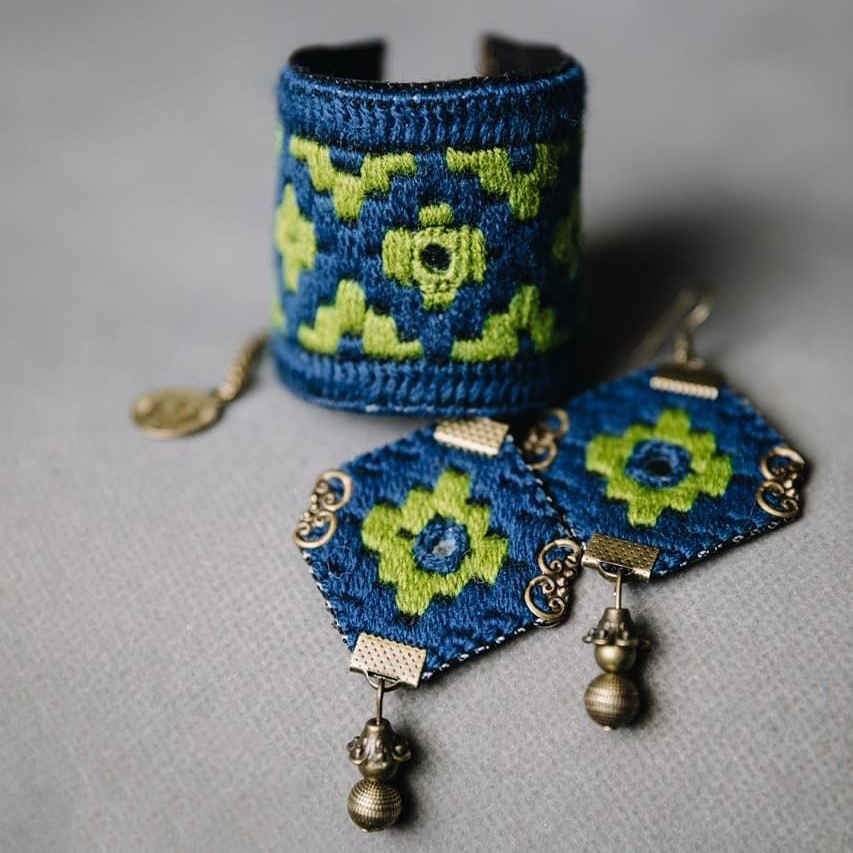Set Bracelet et Boucles d'Ores Brodés Persan - Jahan