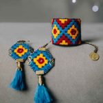 Set Bracelet et Boucles d’Ores Brodés Persan – Ciel Bleu