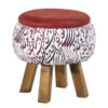 Pouf rond en velours avec pieds en bois, inspiré de l'art persan calligraphique
