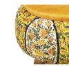 Pouf rond en velours avec pieds en bois inspiré de l'art persan jaune