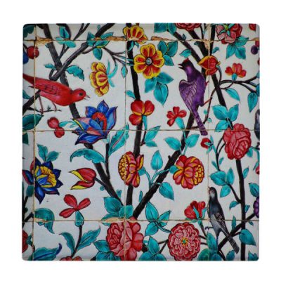 Carreau en céramique persane décoratif encadré – Fleur