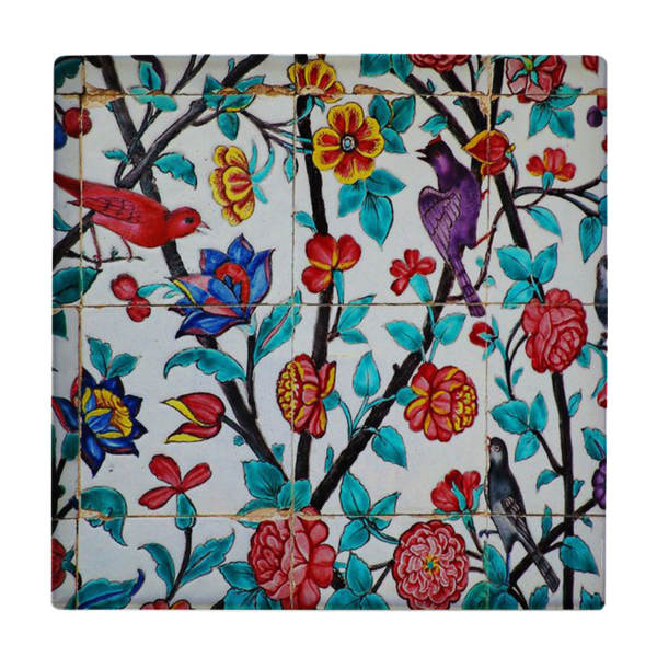 Carreau en céramique persane décoratif encadré - Fleur