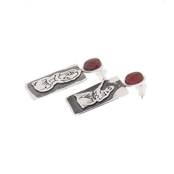 Boucles d’oreilles en argent persan Instrument Tanboor