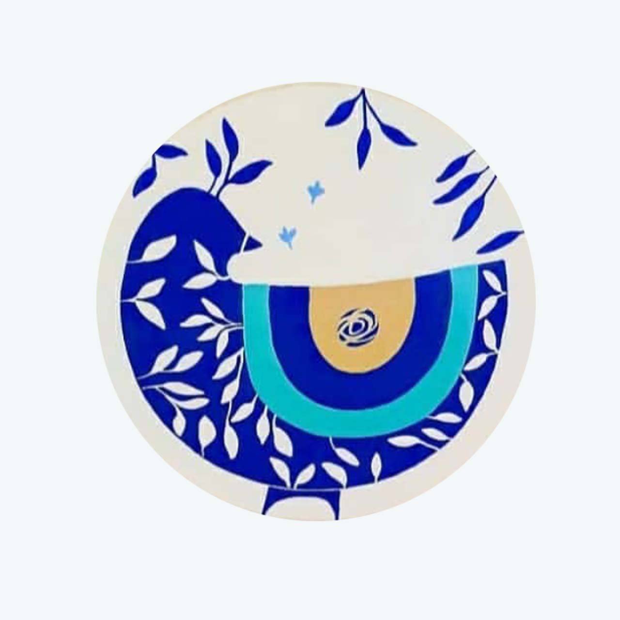 Plaque en céramique décorative peinte à la main Œil & Oiseau