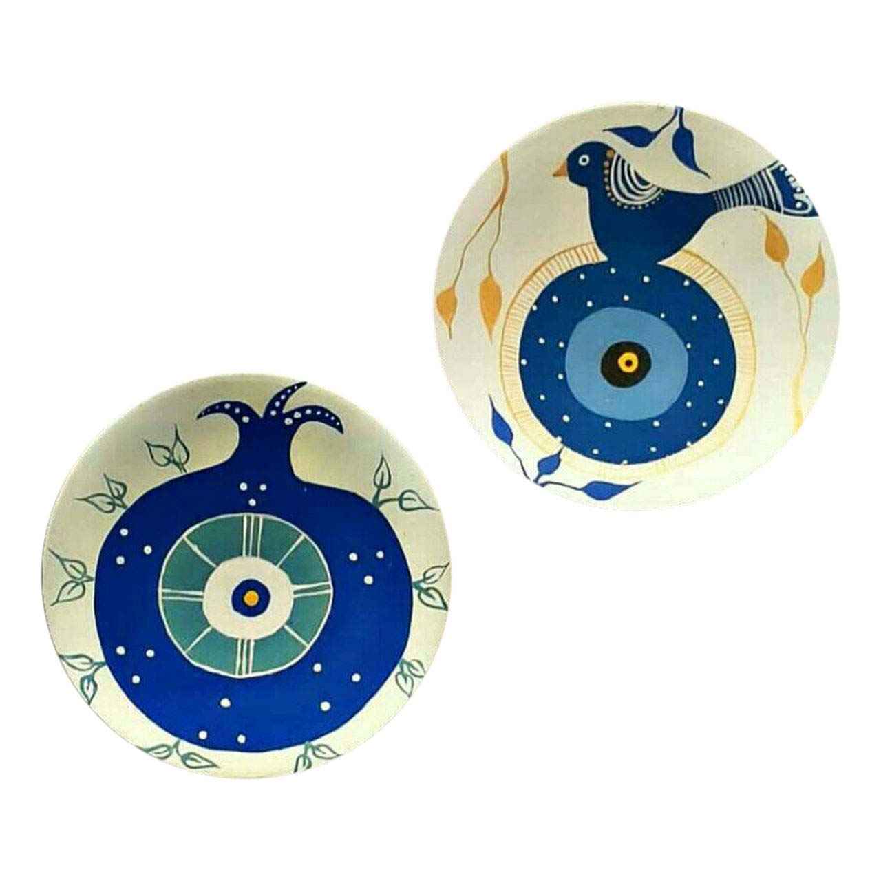 Plaque en céramique décorative peinte à la main Oiseau bleu