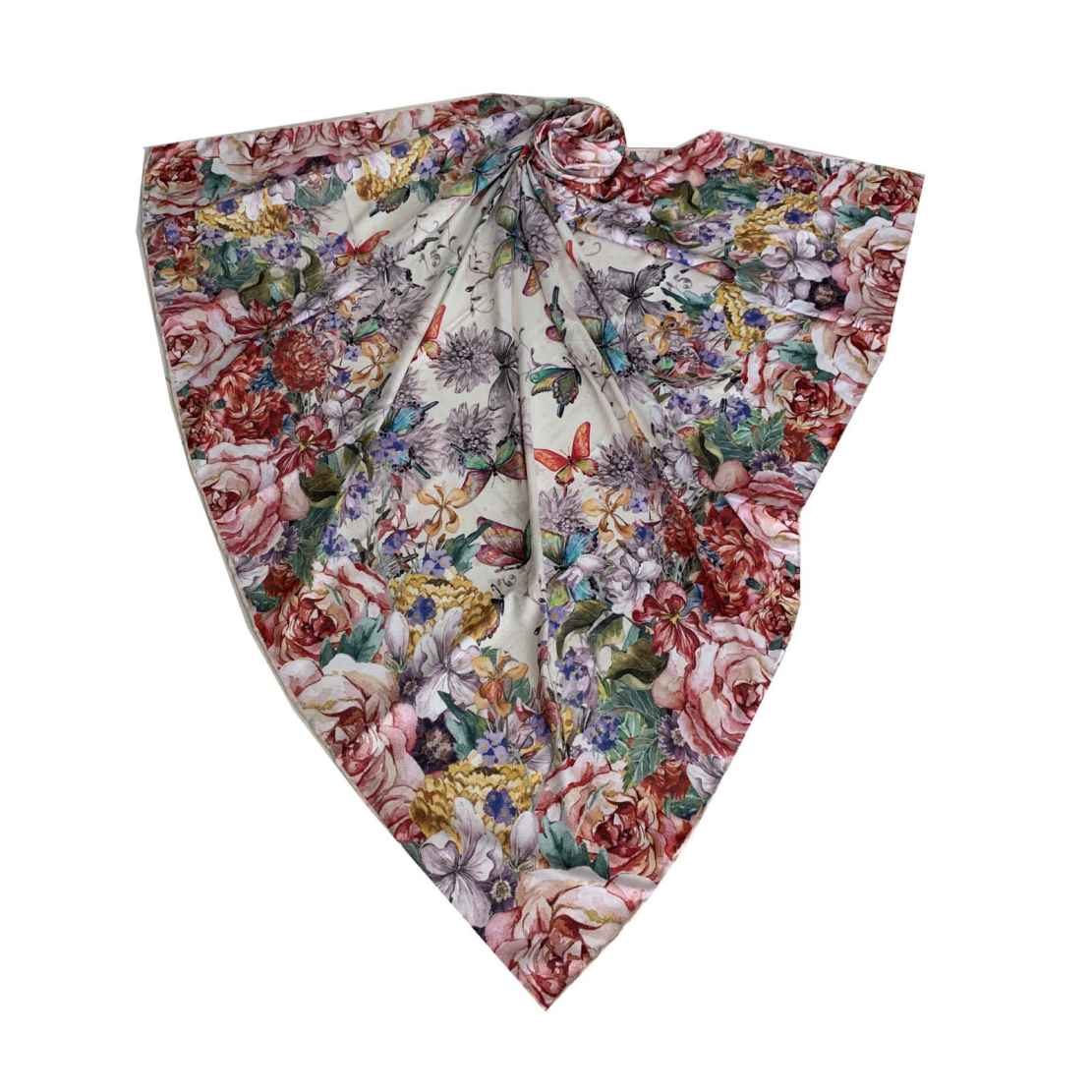 Foulard d’été pour femmes – Imprimé floral luxueux avec motif papillons et fleurs