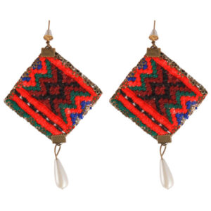 Persian Embroidered Earrings Balochi Traditional Suzani