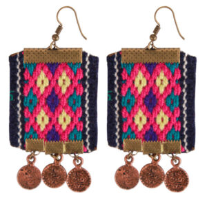 Persian Embroidered Earrings Balochi Traditional Suzani Coins