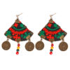 Boucles d’oreilles persanes brodées – Suzani traditionnel baloutche avec pièces