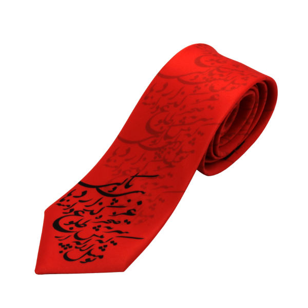 Cravate pour homme - Calligraphie artistique inspirée de la Perse en rouge