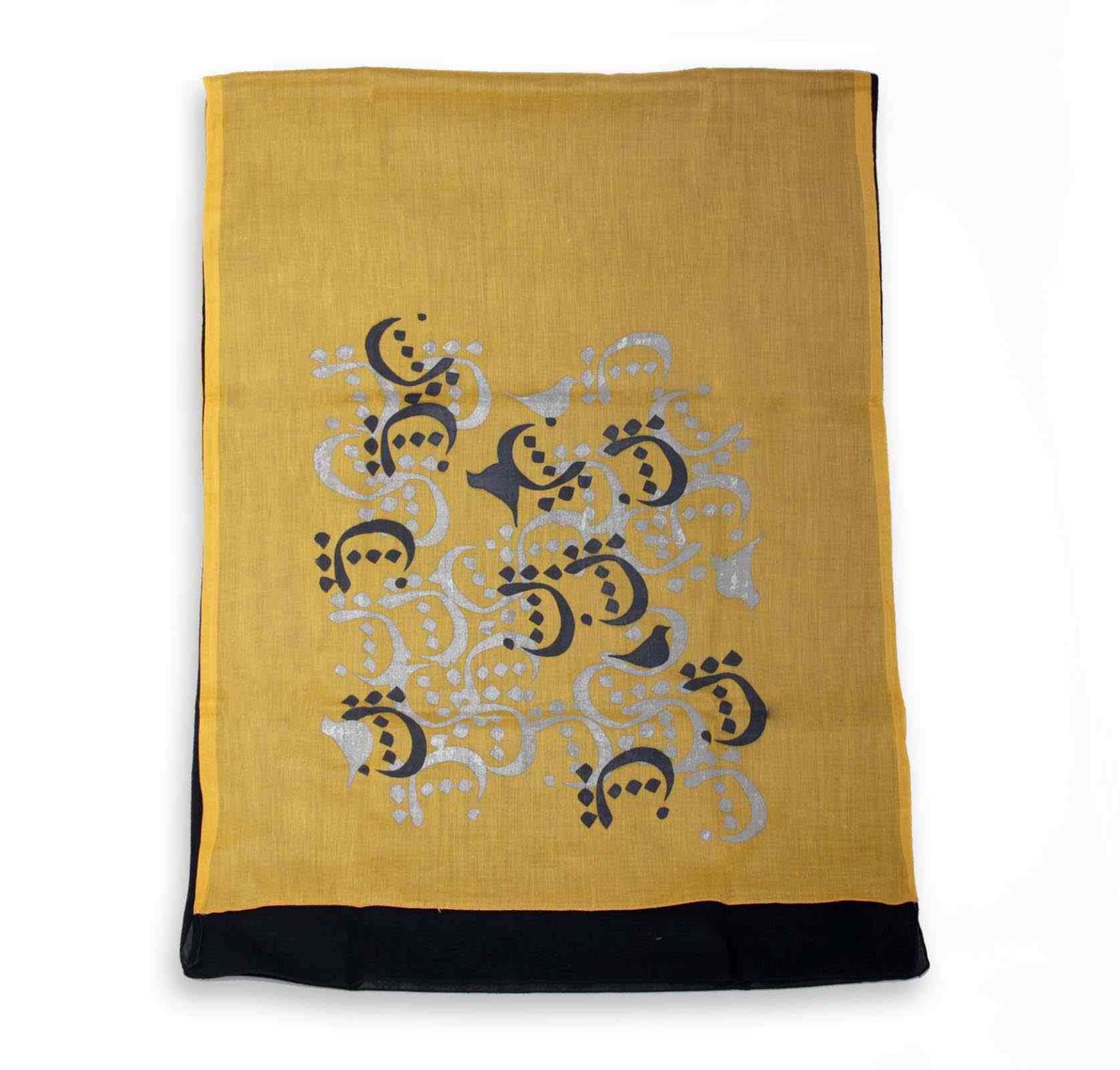 Châle imprimé perse pour femme – Calligraphie artistique en coton léger