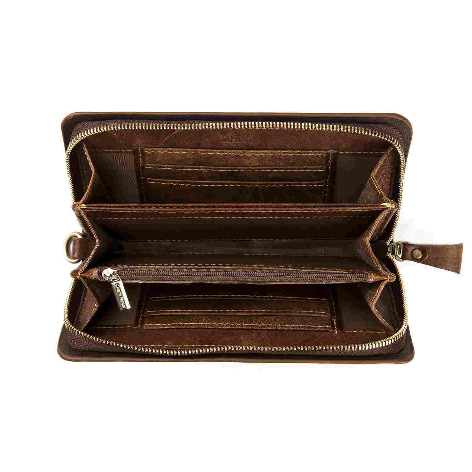 Portefeuille long en cuir persan pour femmes avec poème