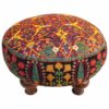 Pouf persan traditionnel avec pieds en bois et tissu en velours Art