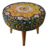Pouf persan rouge traditionnel avec pieds en bois et tissu en velours Slimi