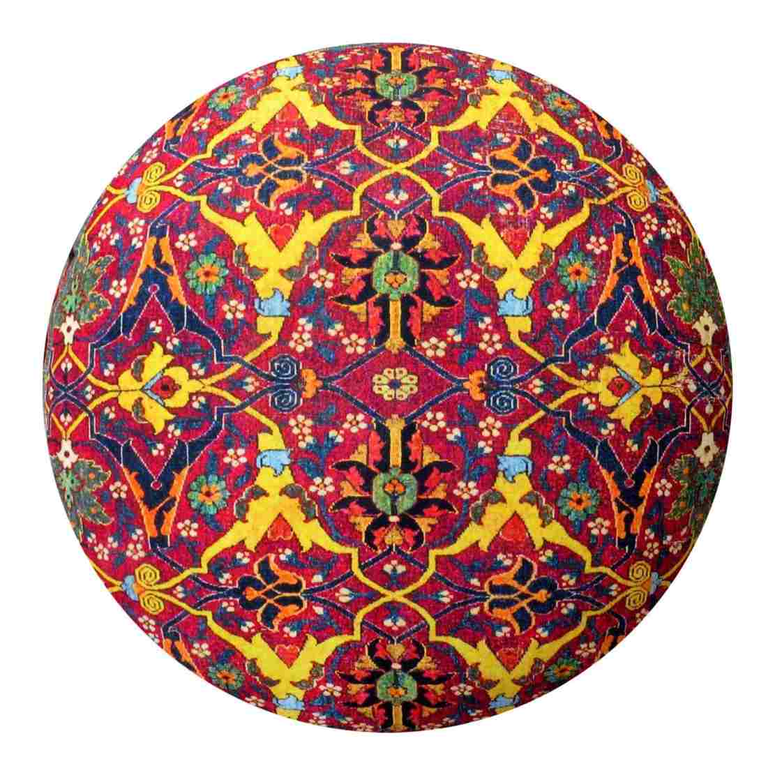 Pouf persan traditionnel avec pieds en bois et tissu en velours Art
