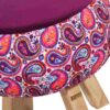 Pouf rond en velours inspiré de l'art persan fleurs roses