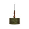 Lampe suspendue en tissu avec abat-jour tambour en velours vert