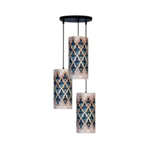 Lampe en tissu cluster avec abat-jour cylindre en velours MA70