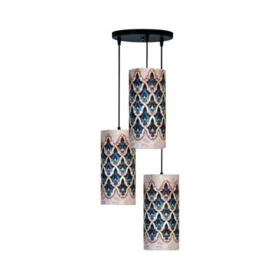 Lampe en tissu cluster avec abat-jour cylindre en velours MA70