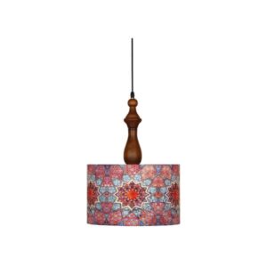 Lampe suspendue en tissu avec abat-jour tambour traditionnel en velours