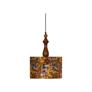 Lampe suspendue en tissu avec abat-jour tambour en velours Shahnameh