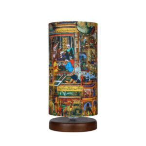 Lampe de table en bois persane minimaliste & amp; de chevet cylindre Shahnameh