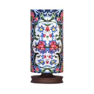 Lampe de table en bois persane minimaliste & amp; de chevet cylindre Fleur fait main