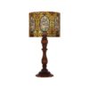 Lampe de table en bois traditionnelle avec abat-jour Fleur