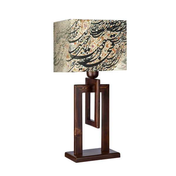 Lampe de table en bois persane Accent – fait main Calligraphie
