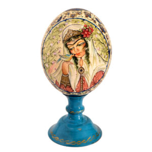 Œuf d’autruche décoratif persan peint à la main – Miniature