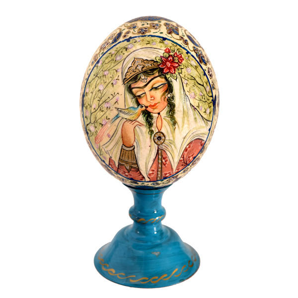 Œuf d'autruche décoratif persan peint à la main – Miniature