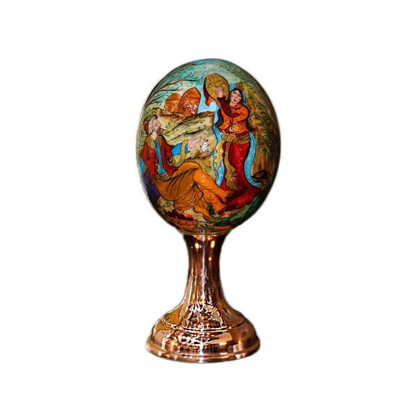 Œuf d'autruche décoratif persan peint à la main – Miniature