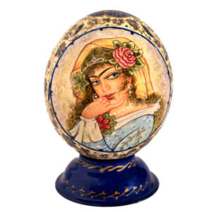 Œuf d’autruche décoratif persan peint à la main – Femme Qajar