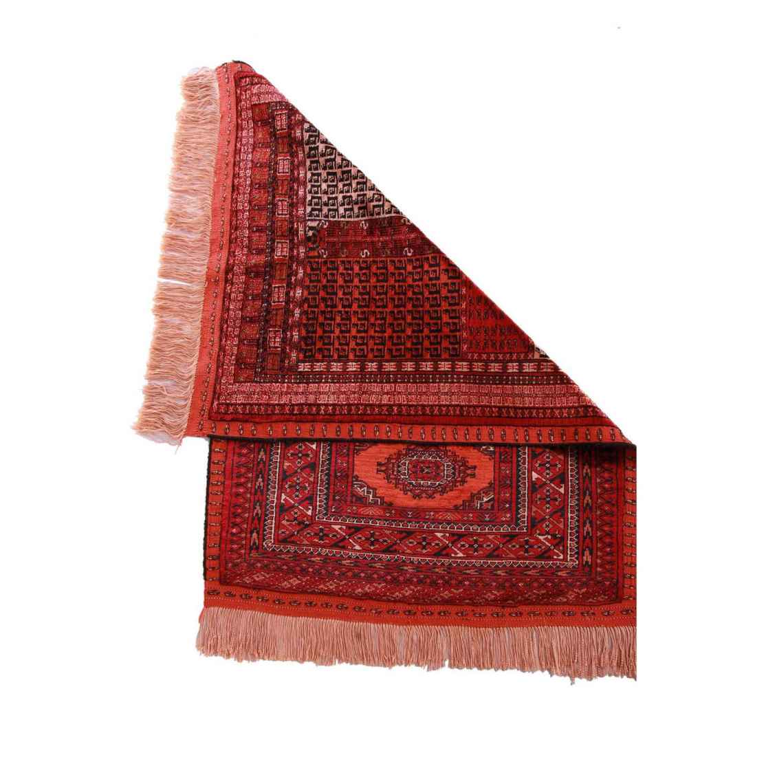 Tapis en soie persan tissé à la main avec motif tribal détaillé traditionnel